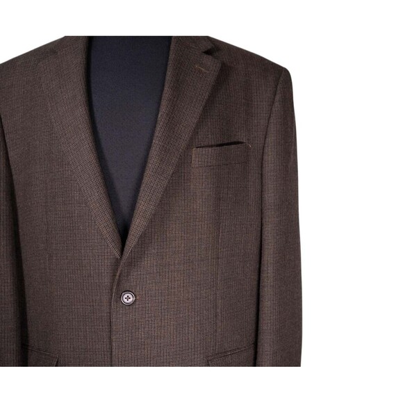 Chaps Ralph Lauren Mens Blazer Dark Brown Check 100% Wool Jacket Sport Coat 44R - Picture 6 of 9